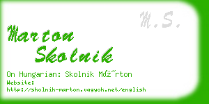 marton skolnik business card